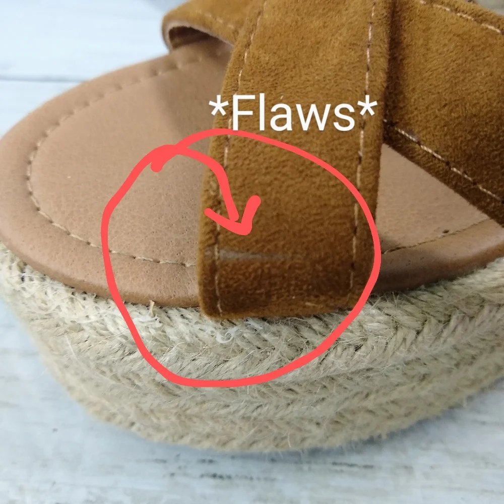 Bonnibel Wmns 10 Brown Suede Leather Platform Espadrille Ankle Strap Sandals